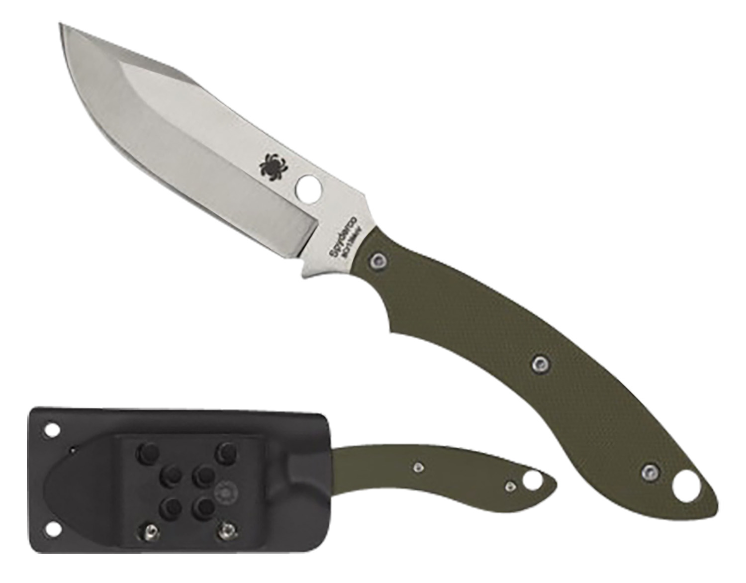 Spyderco FB49GPOD Stok Bowie 2.95" Olive Drab Green G10 with Sheath