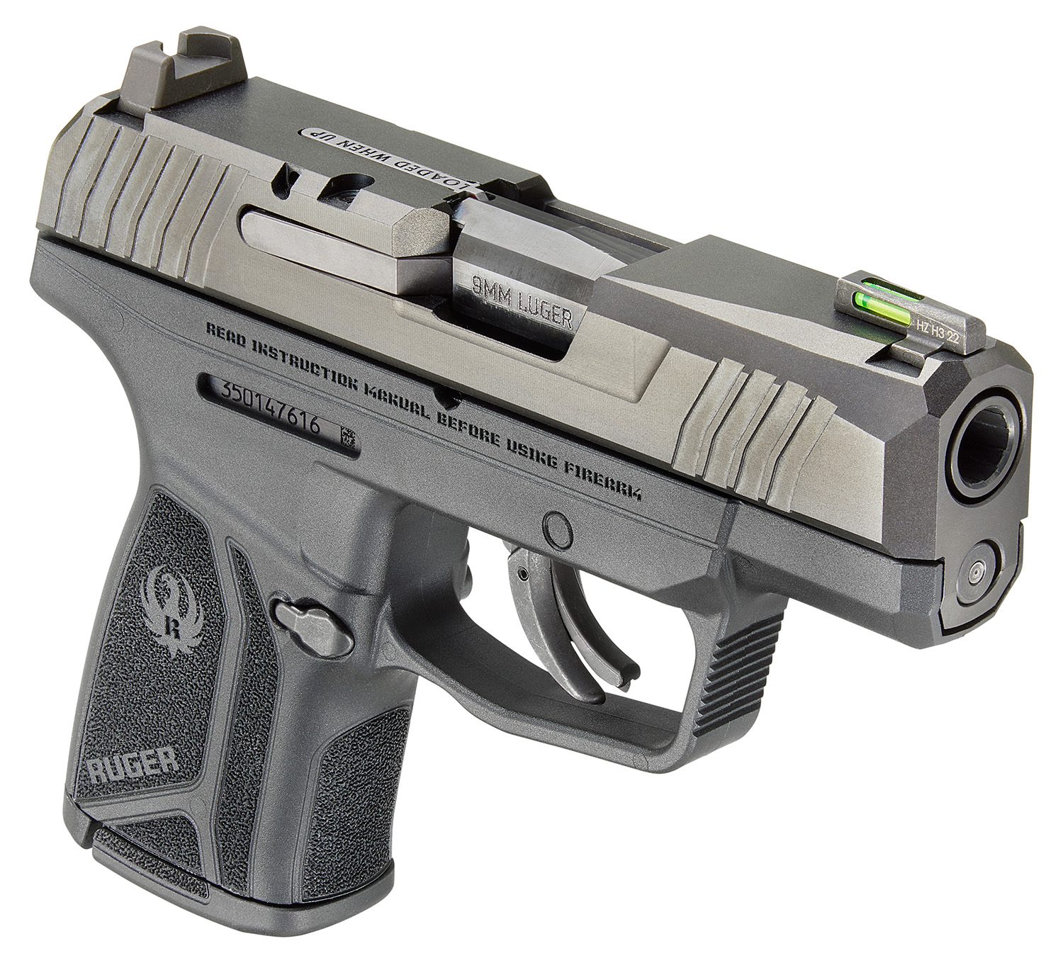 Ruger MAX-9 California Compliant Pistol 5 Ruger MAX-9 California Compliant three quarter view with tritium fiber optic front sight