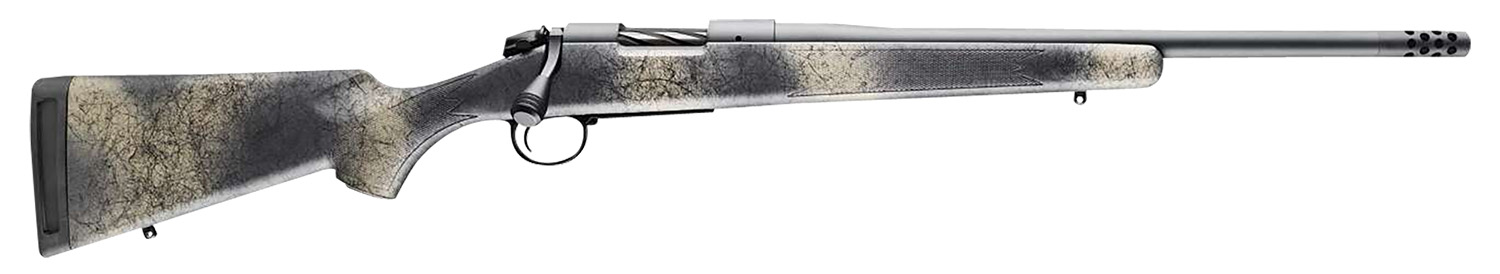 Bergara Rifles B14LM5113 B-14 Wilderness Ridge 7mm PRC 3+1 22 Threaded, Sniper Gray Cerakote Barrel/Rec, SoftTouch Woodland Camo Synthetic Stock, Omni Muzzle Brake