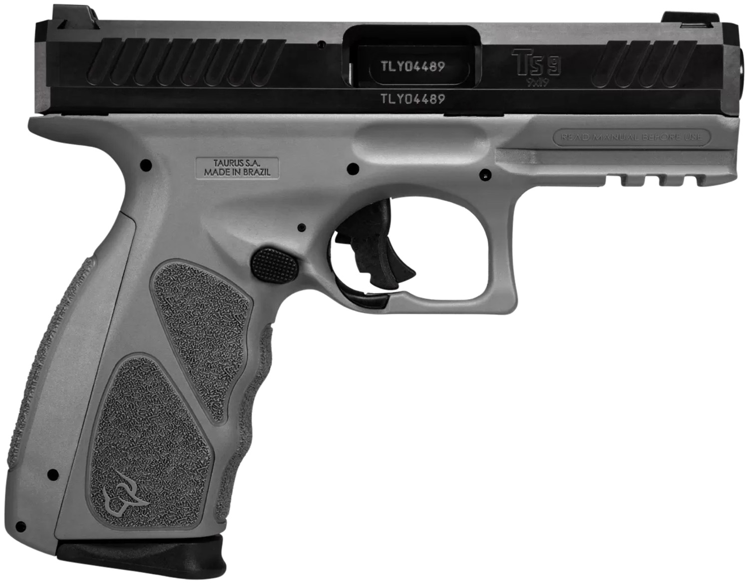 Taurus 1TS9SR041GR TS9  9mm Luger 17+1 4" Matte Black Steel Barrel, Matte Black Serrated Slide, Gray Polymer Frame w/Picatinny Rail, Gray Polymer Grip w/Interchangeable Backstraps