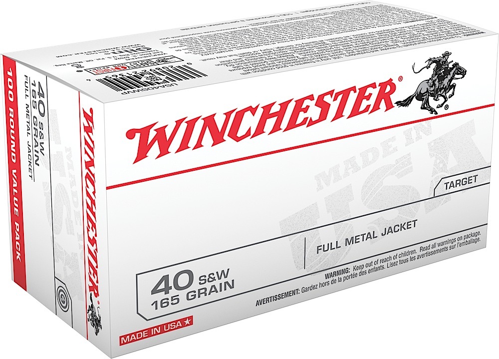 Winchester Ammo USA40SWVP USA  40 S&W 165 gr Full Metal Jacket (FMJ) 100 Bx/5 Cs (Value Pack)