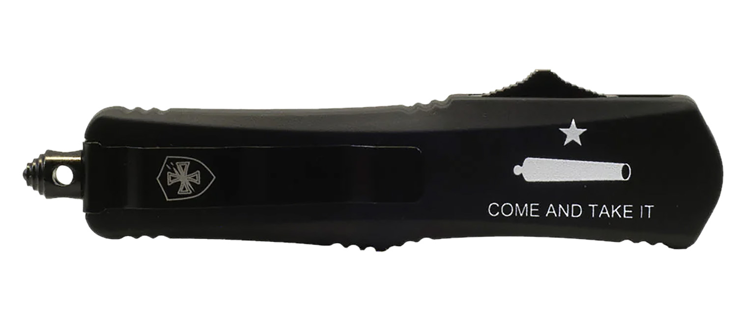 Templar Knife LCATII531 Gen II Come And Take It Small 2.69 OTF Tanto Part Serrated Black Oxide 440C SS Blade, 4.31 Black Come And Take It w/Cannon Aluminum Handle, Glass Breaker