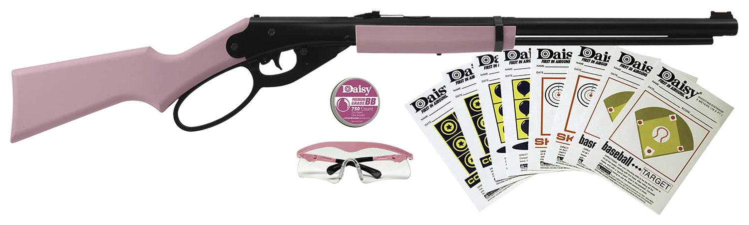 Daisy 994999403 Carbine Fun Kit Spring Piston, 177 BB 350 Fps, Black Rec, Pink Synthetic Furniture, Includes Glasses/350