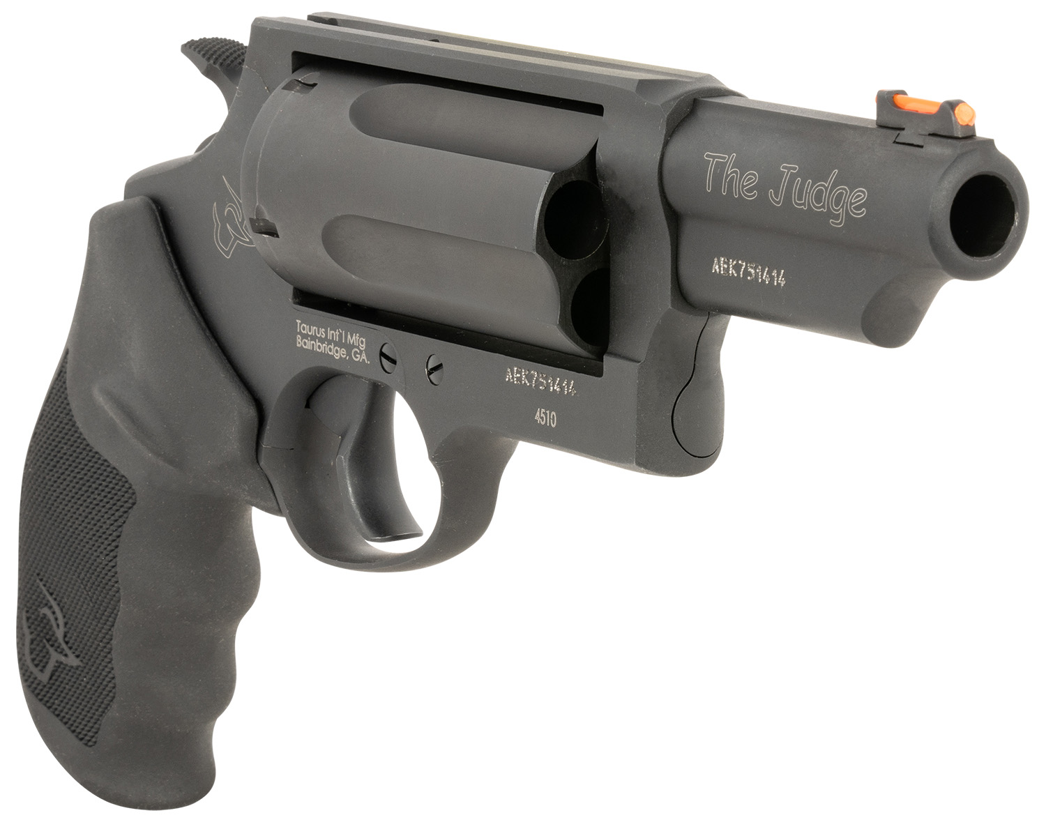 Taurus Judge TORO 45 Colt/410 3in 5rd — Superb Optic-Ready Revolver 3 Taurus Judge TORO revolver in 45 Colt and 410, angled view showing the optics-ready top strap, 3-inch barrel and rubber grip