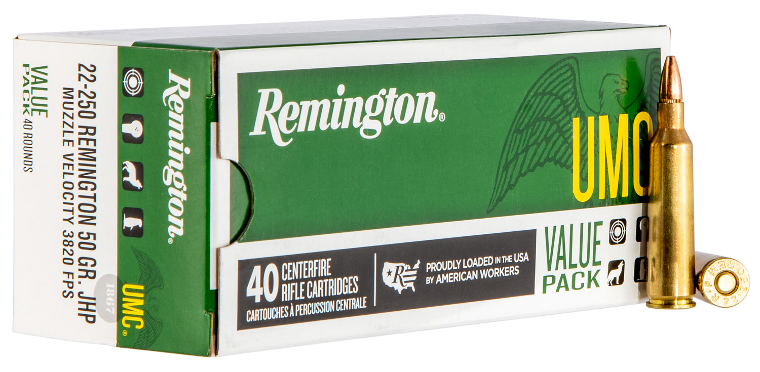 ington 23783 UMC Value Pack Jacketed Hollow Point 50 Grain .22-250 Remington 3820 Fps Ammo