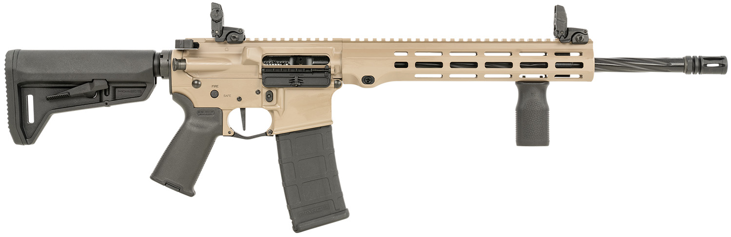 Maxim Defense MXM49735 MD15 L 5.56x45mm NATO 30+1 16 Fluted Barrel, FDE Rec/M-LOK Handguard, Black Magpul Furniture, SL-K Stock, MBUS Sights, Blackout Defense Flat Trigger