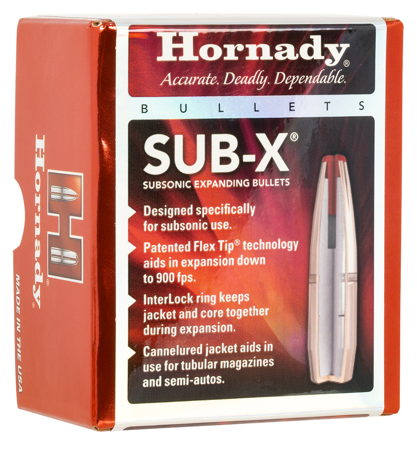 Hornady Sub-X Flex Tip 7.62x39mm Caliber Rifle Bullets, 0.3115" Diameter, 255 Grain, Quantity 100