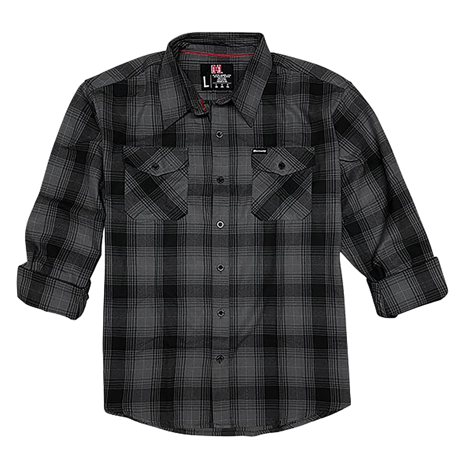 Hornady Gear 32224 Flannel Shirt Xl Gray/Black, Cotton/Polyester, Relaxed Fit Button Up