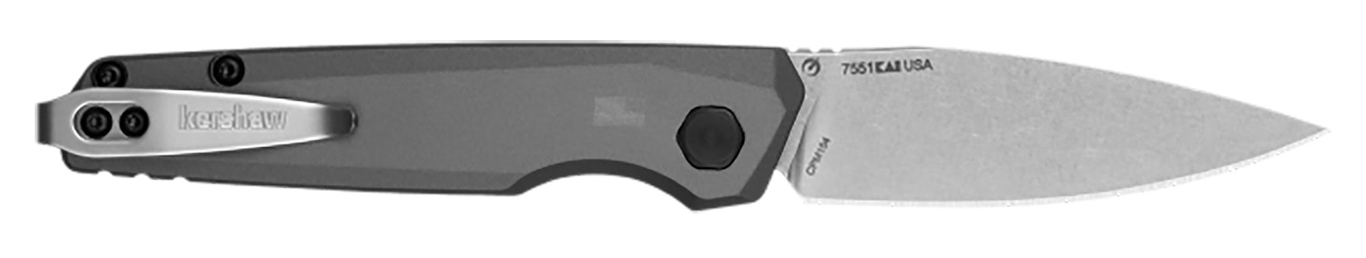 Kershaw 7551 Launch 18 Automatic 2.79" Folding Spear Point Plain Stonewashed CPM 154 SS Blade, Gray Anodized W/Black Oxi