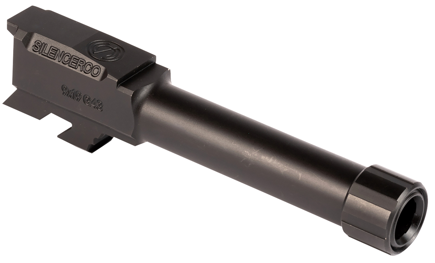 SilencerCo AC5049 Threaded Barrel 3.70" 9mm Luger, Black Nitride Stainless Steel, Fits Glock 43/43X
