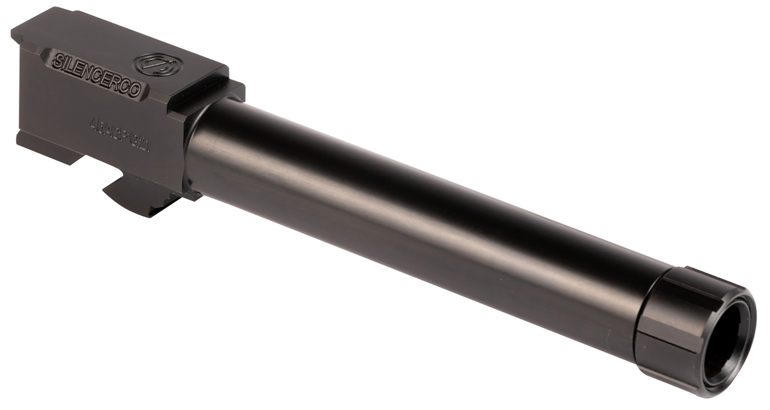 SilencerCo AC863 Threaded Barrel 5.30" 45 ACP, Black Nitride Stainless Steel, Fits Glock 21