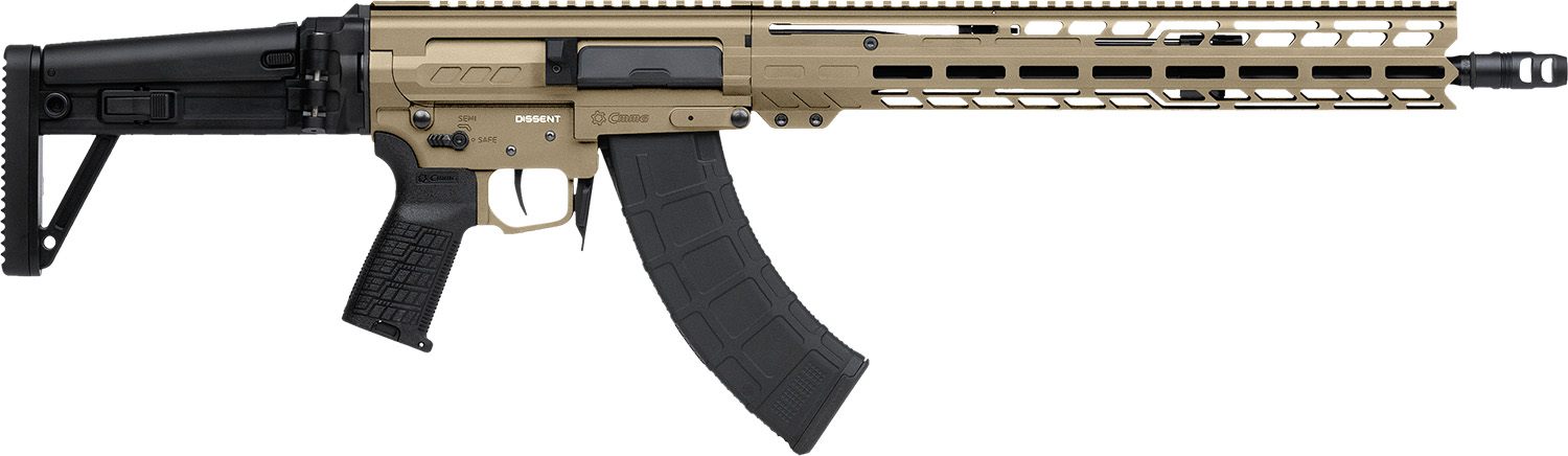 CMMG 86AD60BCT Dissent MK47 7.62x39mm 30+1 (2) 16.10, Coyote Tan Rec/15 M-Lok Handguard, Side Charging Handle, Black Side Folding Stock & Zeroed Grip, Muzzle Brake, 60/90 Ambi Safety, Adj. Gas Block
