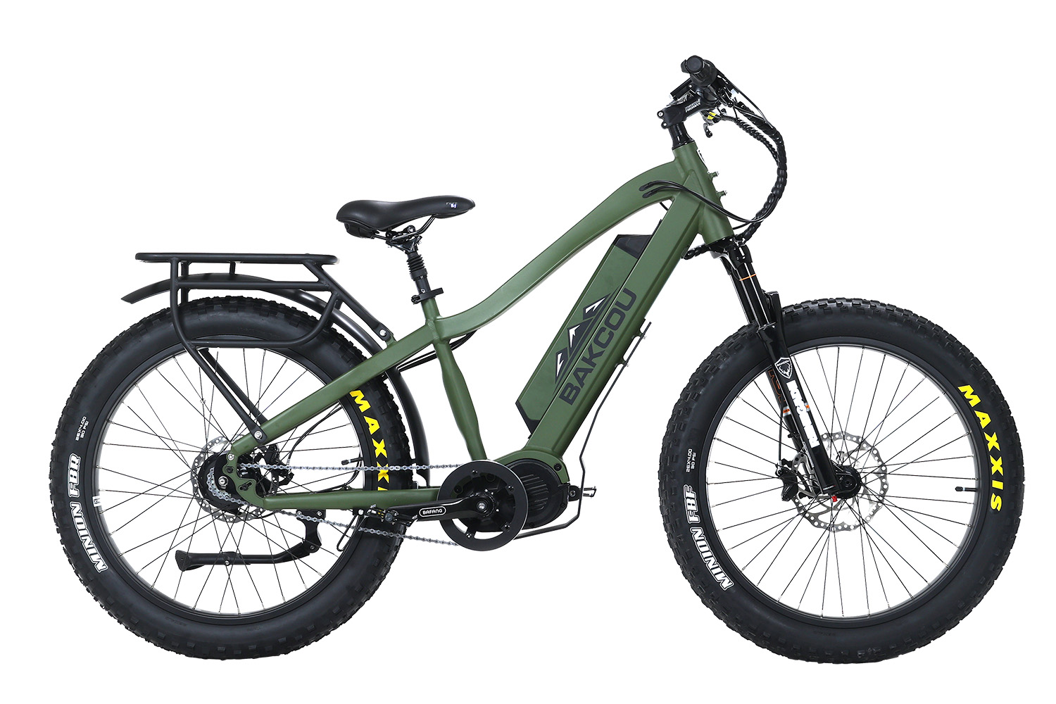 Bakcou E-bikes B-MJ-Mg-B25 Mule Jager Matte Army Green 18" W/Stand Over Height Of 29.50" Frame, Rohloff E-14 (500/14) Sp