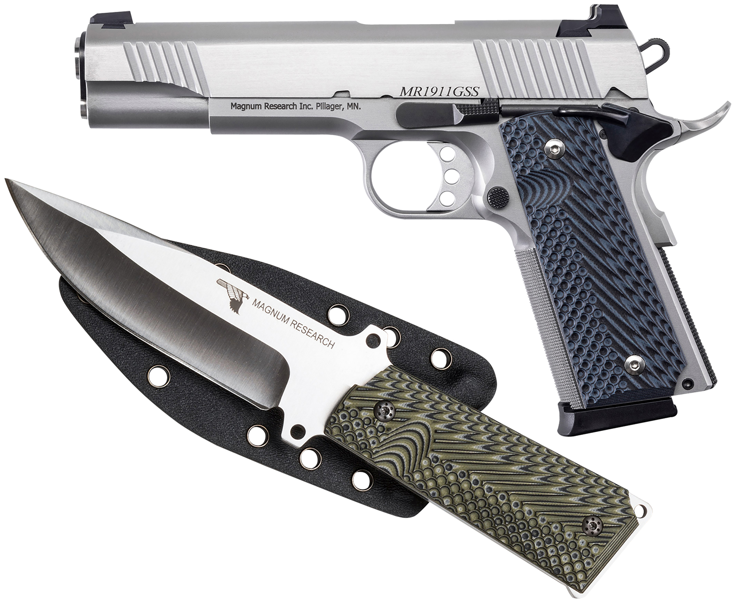 Magnum Research DE1911G9SSK 9mm 5" 8+1 Black/Gray G10 Novak w/Knife