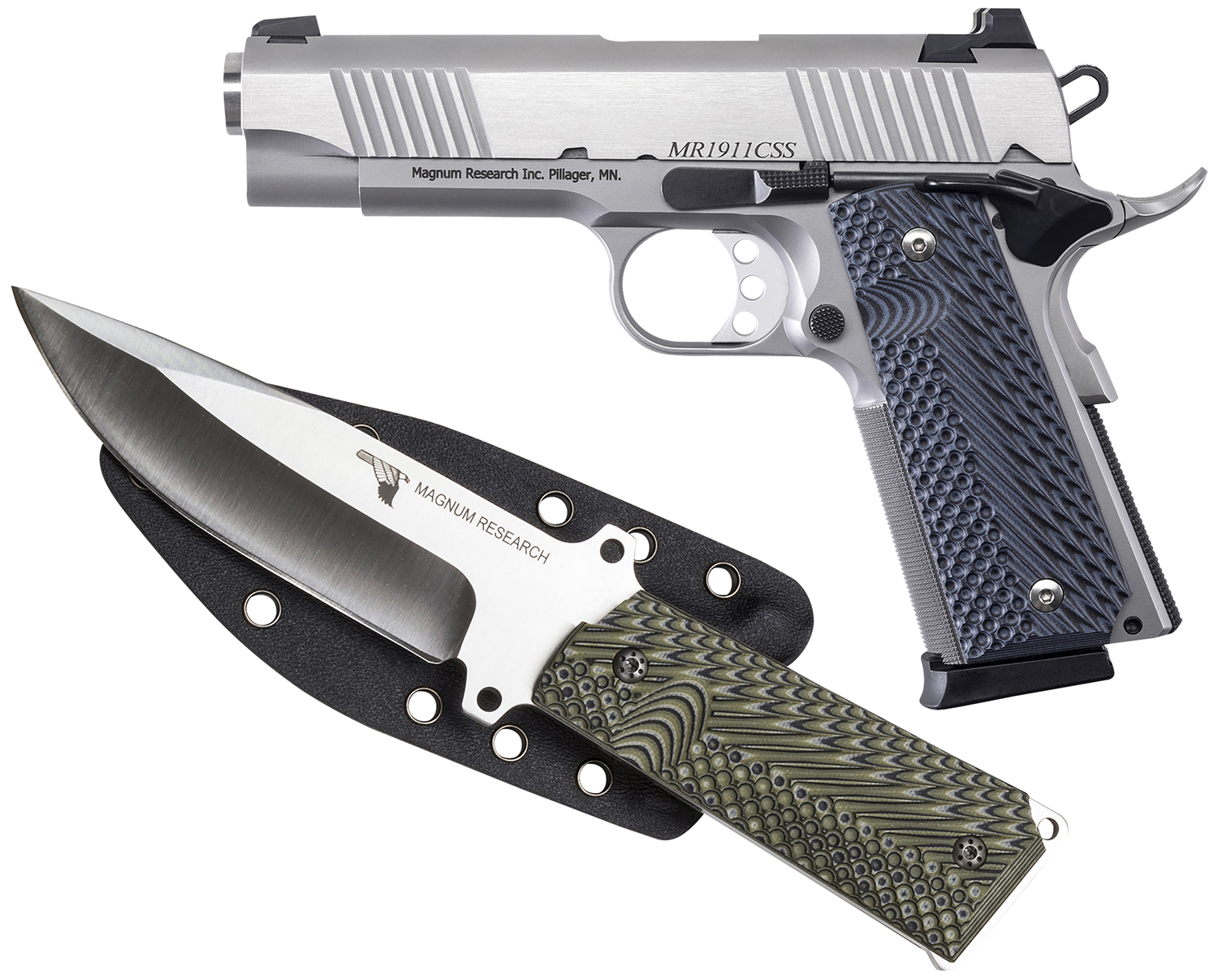 Magnum Research DE1911C9SSK 9mm 4.33" 8+1 Black/Gray G10 Novak SS