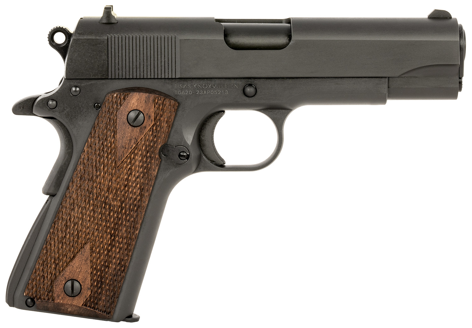 Tisas 10100114 1911 A1 Tank Commander 45 ACP 7+1 4.25 Black Steel Barrel, Manganese Phosphate Coated Serrated Carbon Steel Slide & Frame w/Beavertail, Turkish Walnut Grip