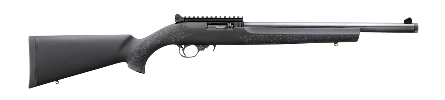 Ruger 31197 10/22 Carbine 22 LR 10+1 16.12 Threaded Bull Barrel, Black, Hogue Overmolded Stock, Ghost Ring Sight, Optic Mount