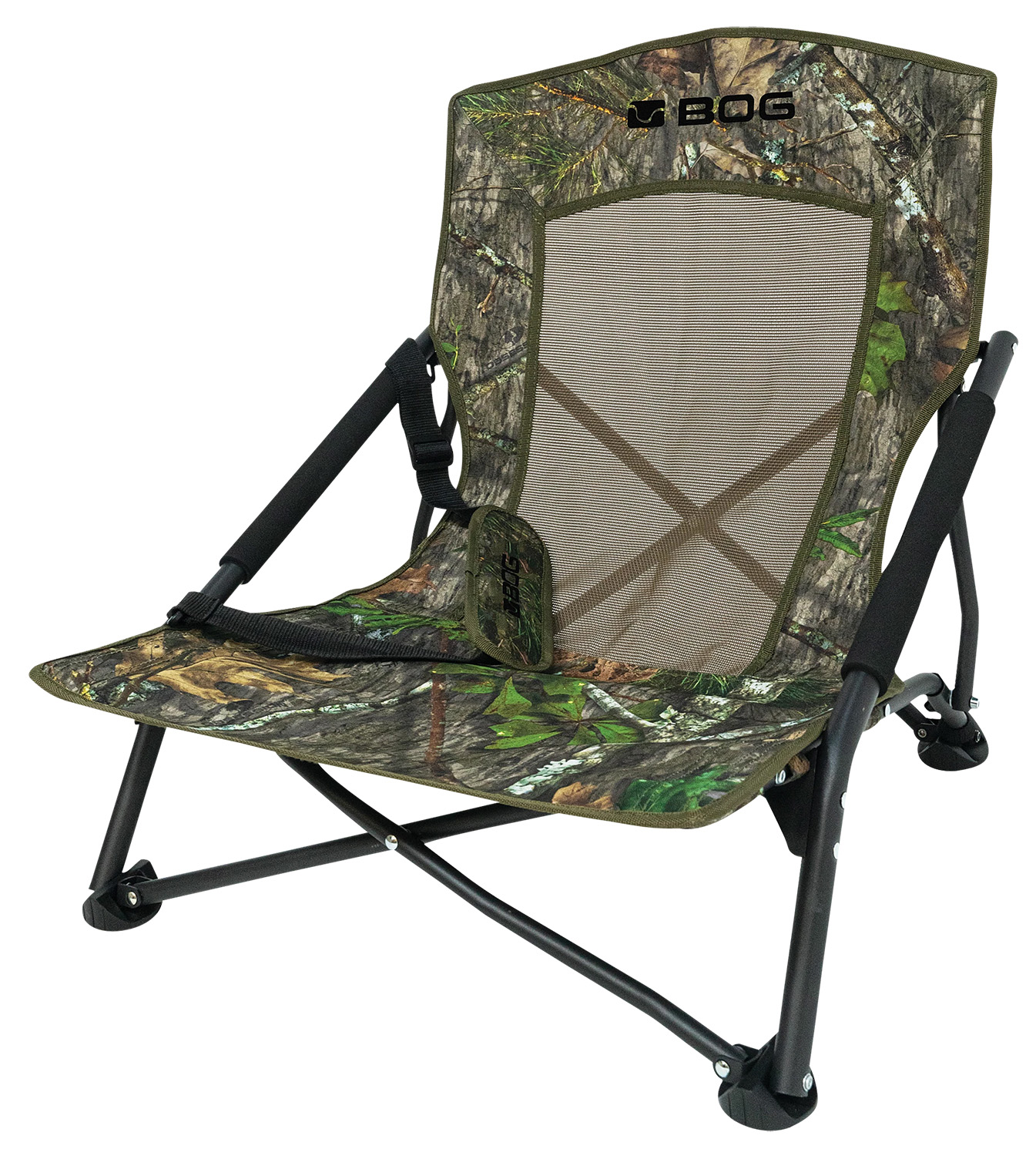 Bog-Pod 1134444 Snood Low-Profile Chair, 4 Legs, Mossy Oak Camo, Steel Frame, Carry Strap
