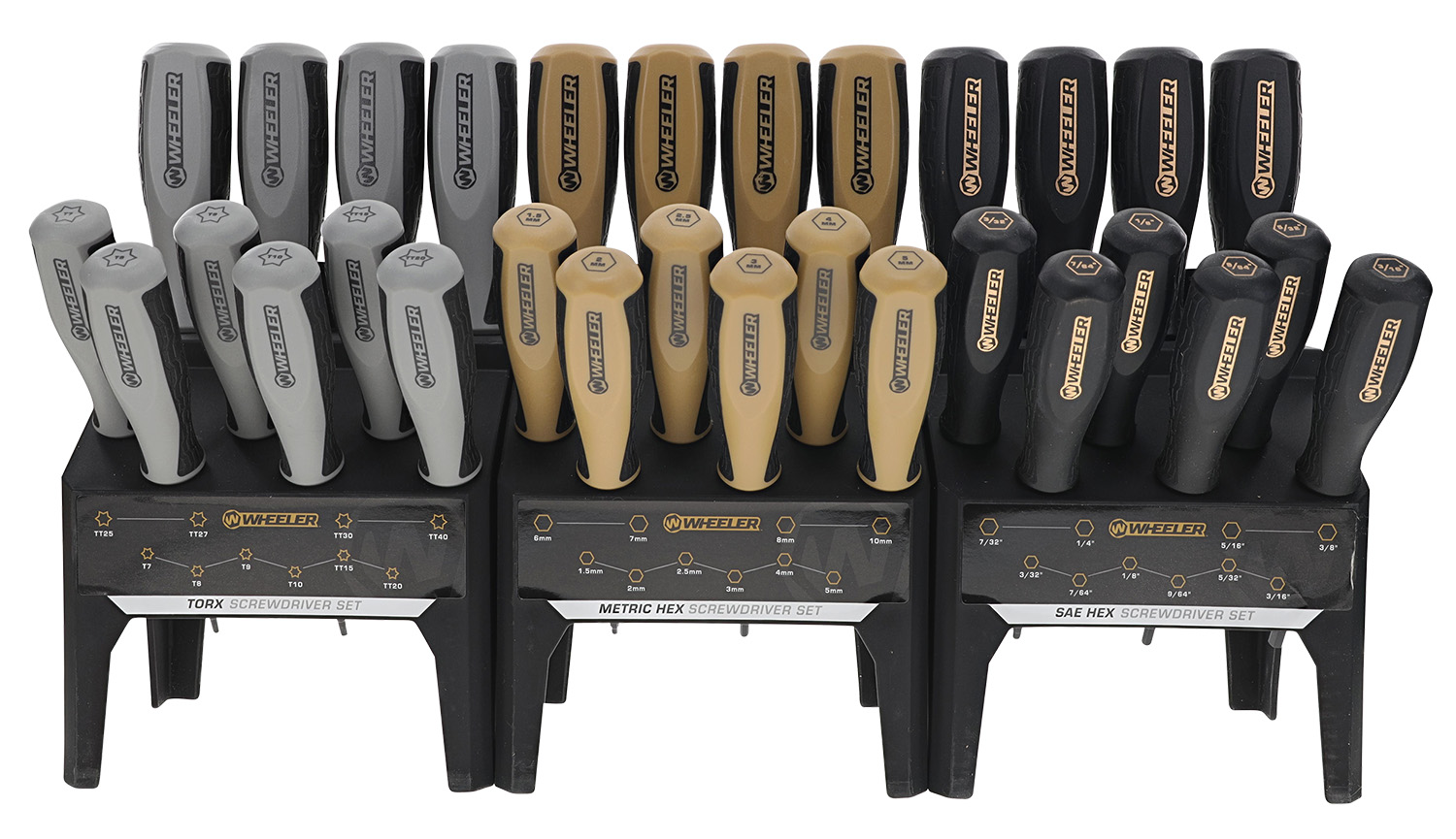 Wheeler 4002882 Hex/Torx Benchtop Screwdriver Set Rubber Handle 30 Pieces