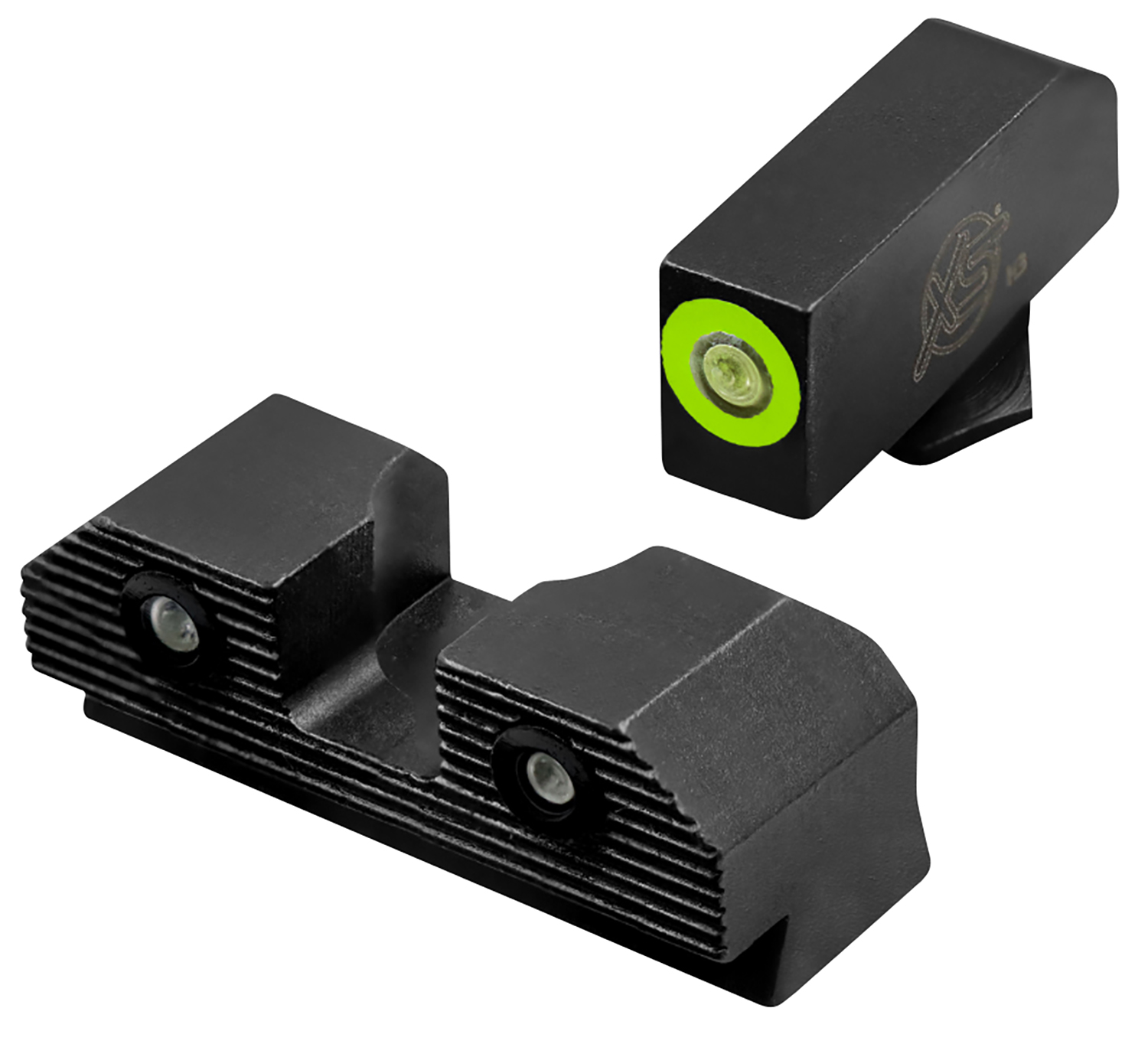 XS Sights GLR201P6G R3D 2.0 Night Sights Fits Glock Black | Green Tritium Green Outline Front Sight Green Tritium Rear S