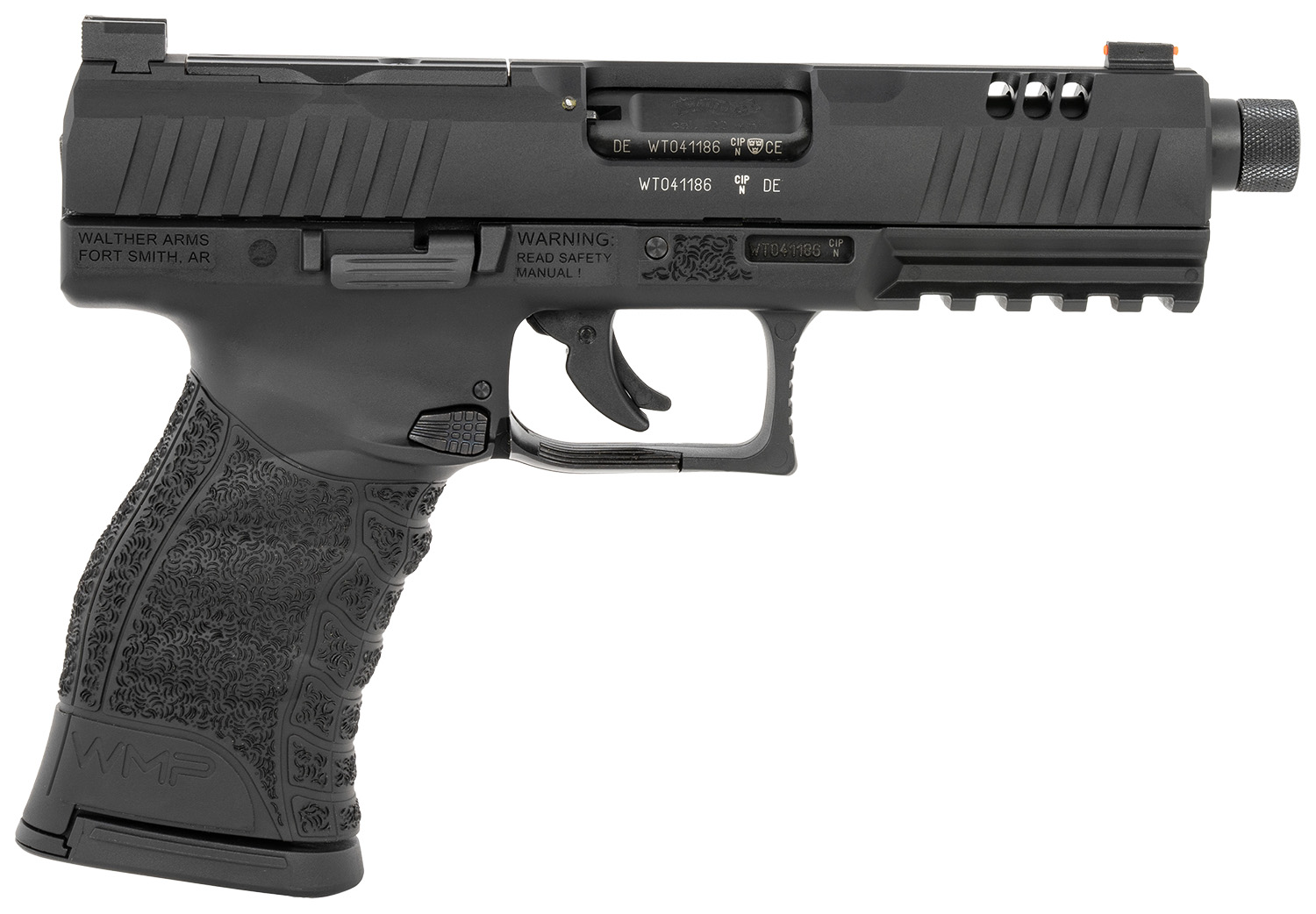 Walther Arms 5220303 WMP  22 Mag 10+1 4.90 Black Steel Threaded Barrel, Black Optic Ready/Serrated Slide, Black Polymer Frame w/Picatinny Rail, Textured Polymer Grip