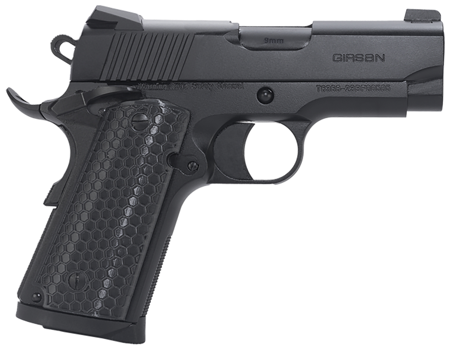 EAA GIRSAN 392050 MC1911 SC Untouchable Sub-Compact Frame 45 ACP 6+1 3.40  Black Steel Barrel, Black Serrated Steel Slide & Frame w/Beavertail, Black Polymer Grip