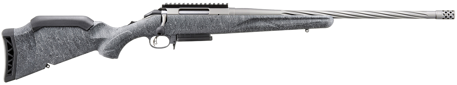 Ruger 46903 American II  Full Size 7mm-08 Rem 3+1 20" Gun Metal Gray Cerakote Spiral Fluted Threaded Barrel & Alloy Steel Receiver w/Picatinny Rail, Gray Splatter Adj LOP Synthetic Stock