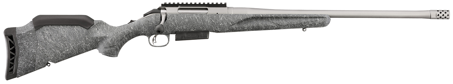 Ruger 46905 American II  Full Size 450 Bushmaster 3+1 20" Gun Metal Gray Cerakote Threaded Barrel & Alloy Steel Receiver w/Picatinny Rail, Gray Splatter Adj LOP Synthetic Stock