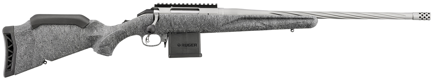Ruger 46909 American Gen II 223 Rem 10+1, 20 Gun Metal Gray Cerakote Spiral Threaded Barrel, Gun Metal Gray Cerakote Receiver w/Picatinny Rail, Gray Splatter Adjustable Synthetic Stock