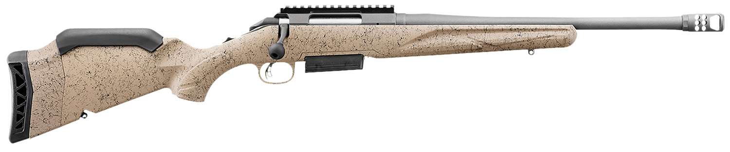 Ruger 46922 American II Ranch 450 Bushmaster 3+1 16.40" Cobalt Cerakote Threaded Barrel & Alloy Steel Receiver w/Picatinny Rail, Flat Dark Earth Splatter Adj Comb & LOP Synthetic Stock, Right Hand