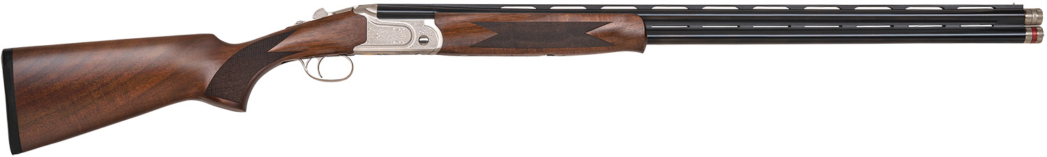Mossberg 75482 Gold Reserve  Full Size 20 Gauge Break Open 3 2rd 30 Blue Polished Vent Rib Barrel, Silver Polished Engraved Stainless Steel Receiver, Fixed Black Walnut Stock, Right Hand