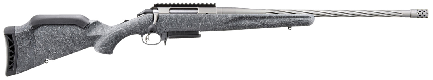 Ruger 46904 American II  Full Size 243 Win 3+1 20" Gun Metal Gray Cerakote Spiral Fluted Threaded Barrel & Alloy Steel Receiver w/Picatinny Rail, Gray Splatter Adj LOP Synthetic Stock