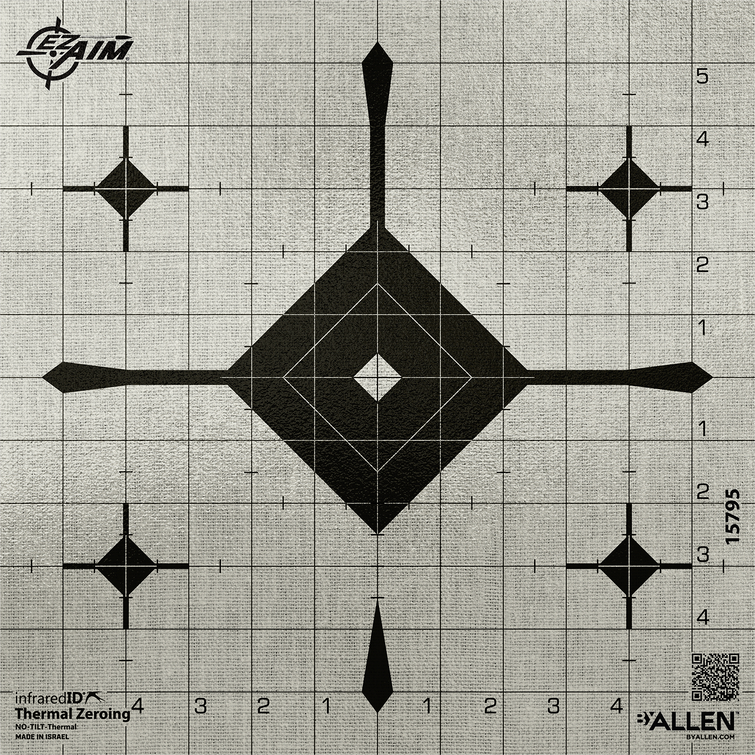 Allen 15795 EZ-Aim Thermal Id Grid Bullseye Paper 12" X 12" Gray, 12 Targets