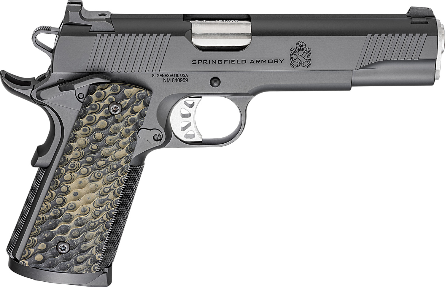 Springfield Armory PC9125 1911 TRP  45 ACP 8+1 5 Stainless Match Grade Barrel, Black Cerakote Serrated Carbon Steel Slide & Frame w/Beavertail, VZ Hydra G10 Grip