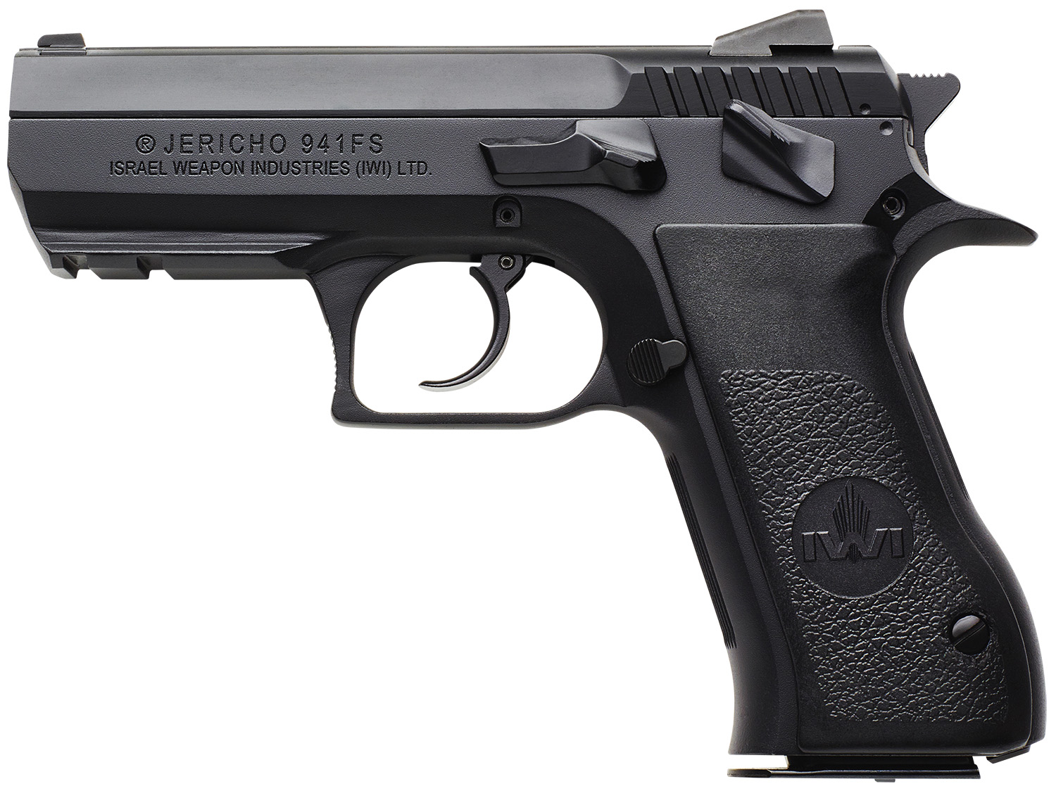 IWI US J941FS9ORP Jericho 941 Mid-Size Frame 9mm Luger 16+1 3.80" Black Chrome Lined Steel Barrel, Black Serrated Steel Slide & Frame w/Beavertail & Picatinny Rail, Black Textured Grips