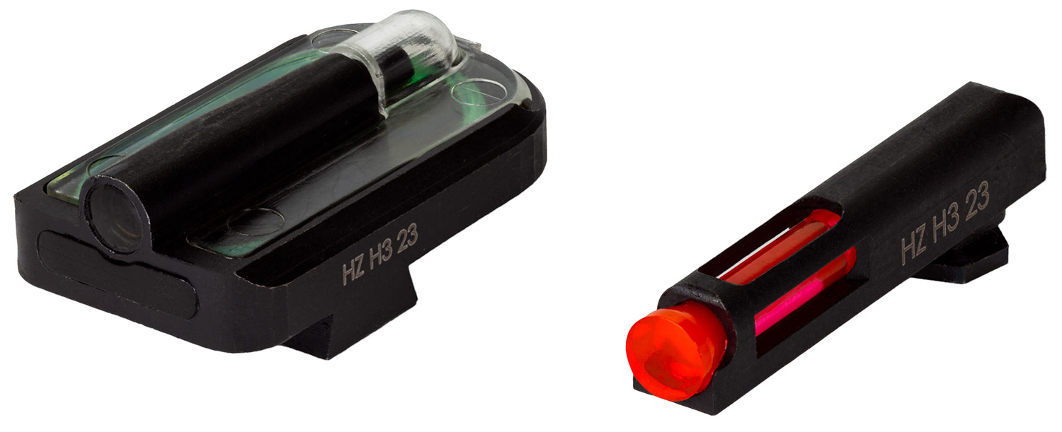 HiViz GLFD21 FastDot H3 Sight Set For Glock 2 Dot Green Tritium Front/Red Fiber Optic Rear/Black Frame Compatible W/ All