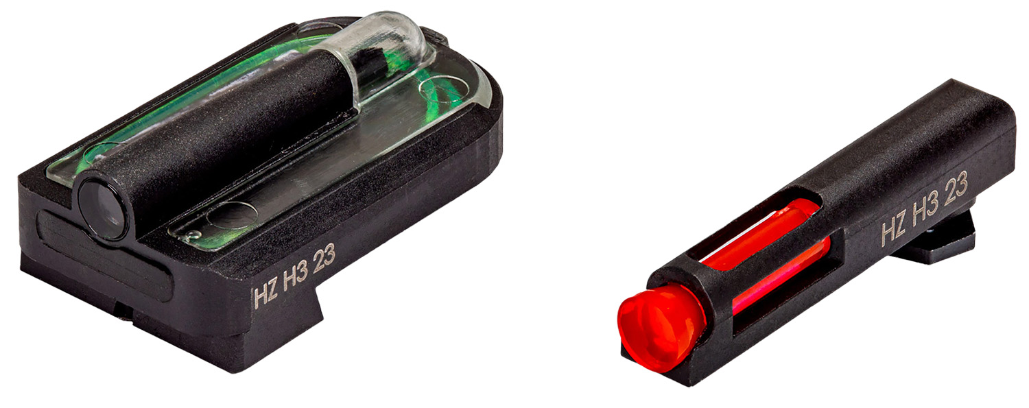 HiViz GLMFD21 FastDot H3 Sight Set For Glock 2 Dot Red Fiber Optic Front/Green Tritium Rear/Black Frame Compatible W/ Al