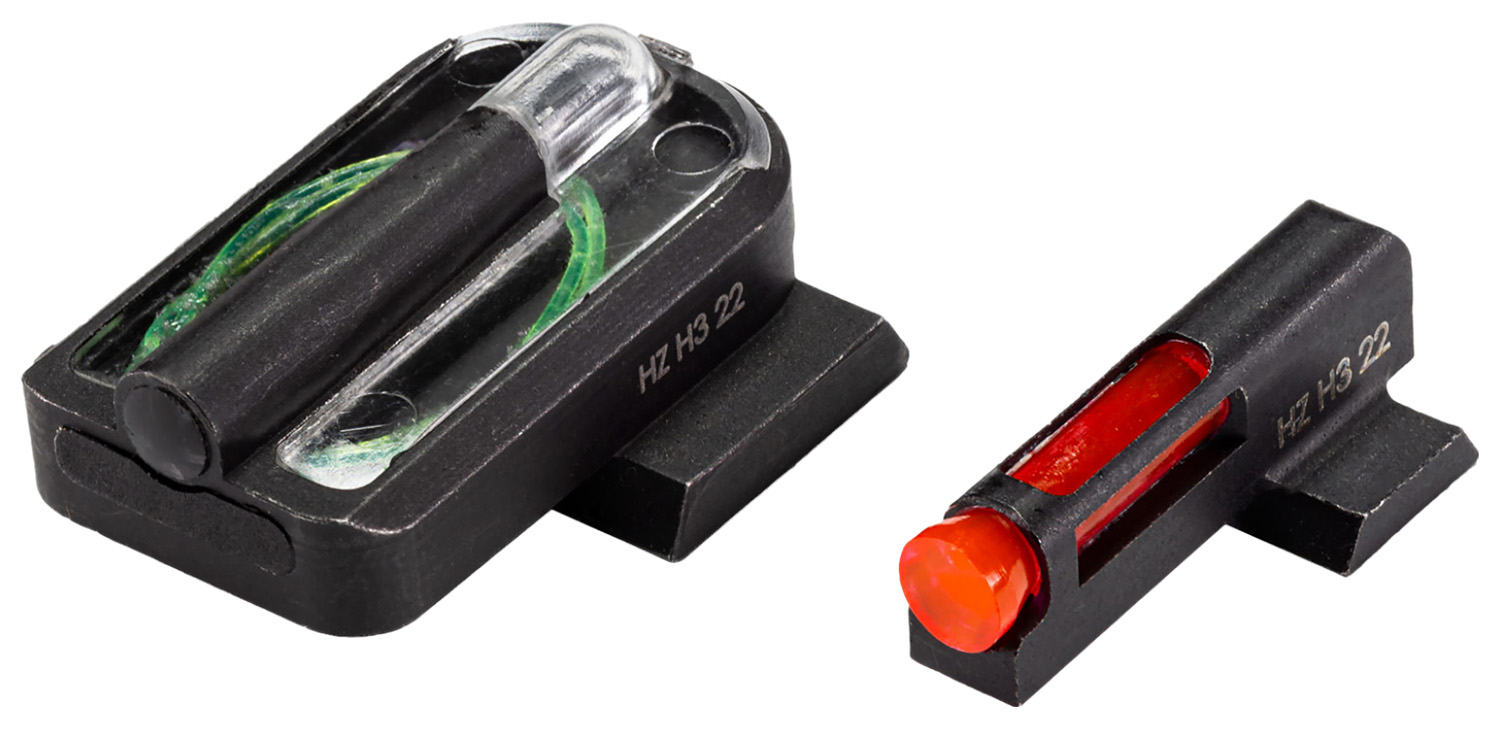 HiViz MPFD21 FastDot H3 Sight Set For Smith & Wesson 2 Dot Red Fiber Optic Front/Green Tritium Rear/Black Frame Compatib