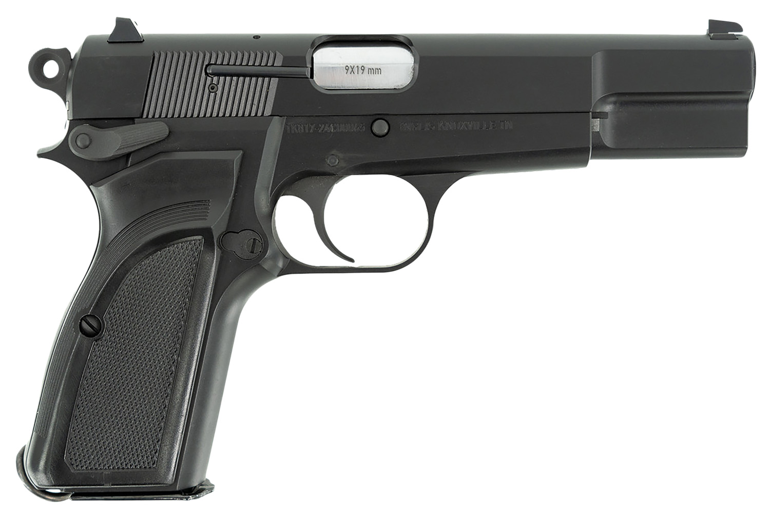 Inglis 12000000 L9A1  Full Size Frame 9mm Luger 15+1 4.70" Hard Chrome Plated Stainless Steel Barrel, Black Cerakote Steel Serrated Slide, Black Cerakote Steel Frame, Black Plastic Grip