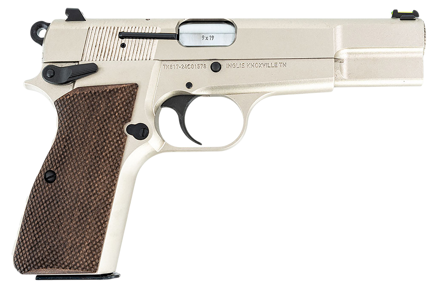 MAC 12000001 P-35  9mm Luger 15+1 4.70 Stainless Steel Barrel, Satin Nickel Serrated Steel Slide & Frame w/Beavertail & Picatinny Rail, G10 Grip