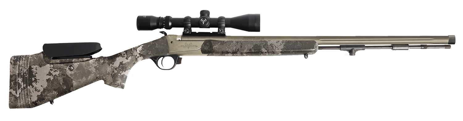 Traditions R53-746604534 Pursuit XT Pro w/Optics 50 Cal 26" Tungsten Cerakote Fluted/Threaded w/VAPR Twist Barrel, Veil Alpine Synthetic Stock w/Adj Cheek Piece & LOP 3.5-10x44mm Duplex