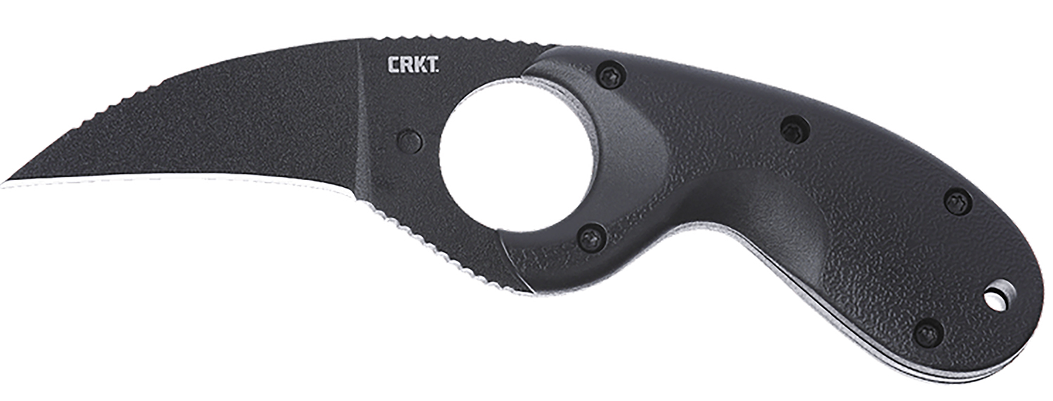 CRKT 2516K Bear Claw  2.39 Fixed Hawkbill Plain Black Powder Coated AUS-8A SS Blade, Black Textured GRN Handle
