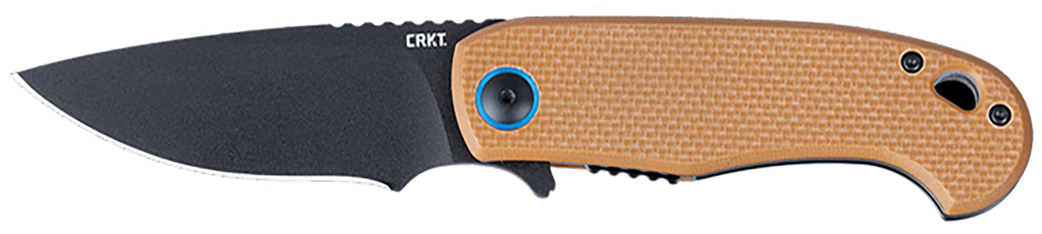 CRKT 7910 P.S.D. II 3.03" Folding Drop Point Plain Black Edp AUS-10 Blade, Coyote Tan Textured G10 Handle