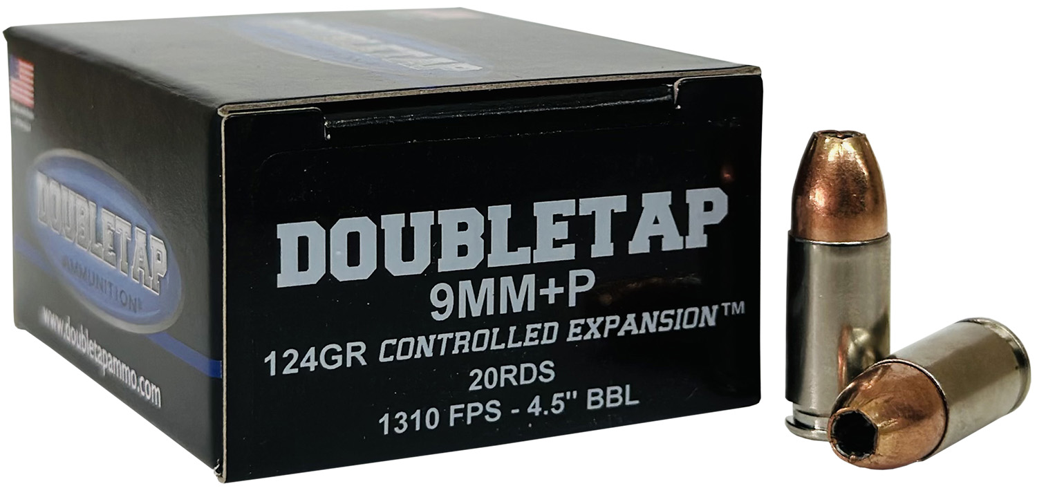DoubleTap Ammunition 9MM124HP20   9mm+P 124gr Controlled Expansion JHP 20 Per Box/50 Case