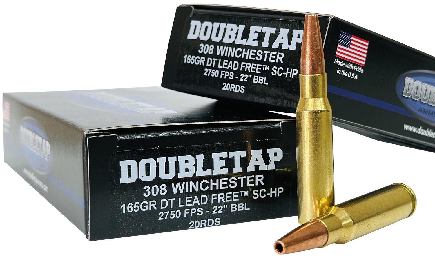 DoubleTap 308W165X .308 Win 165gr Lead Free Hollow Point Ammo 20 Rounds
