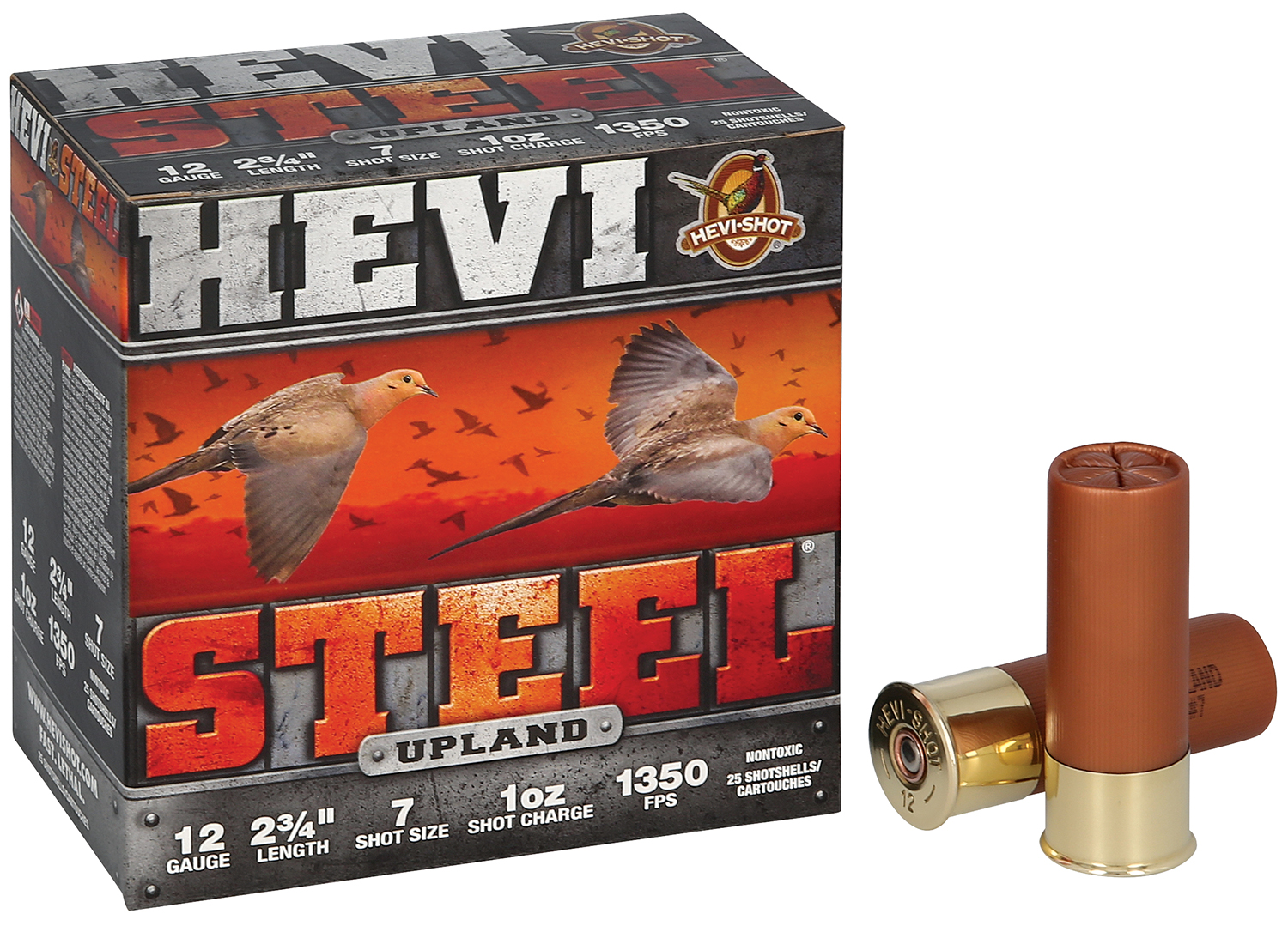 HEVI-Shot Hs61266 Upland 12 Gauge 2.75" 1 Oz 6 Shot 25 Per Box/ 10 Case