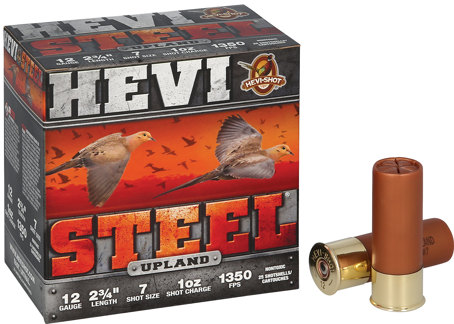 HEVI-Shot HS61227 Upland 12 Gauge 2.75" 1 oz 7 Shot 25 Per Box/ 10 Case-img-0