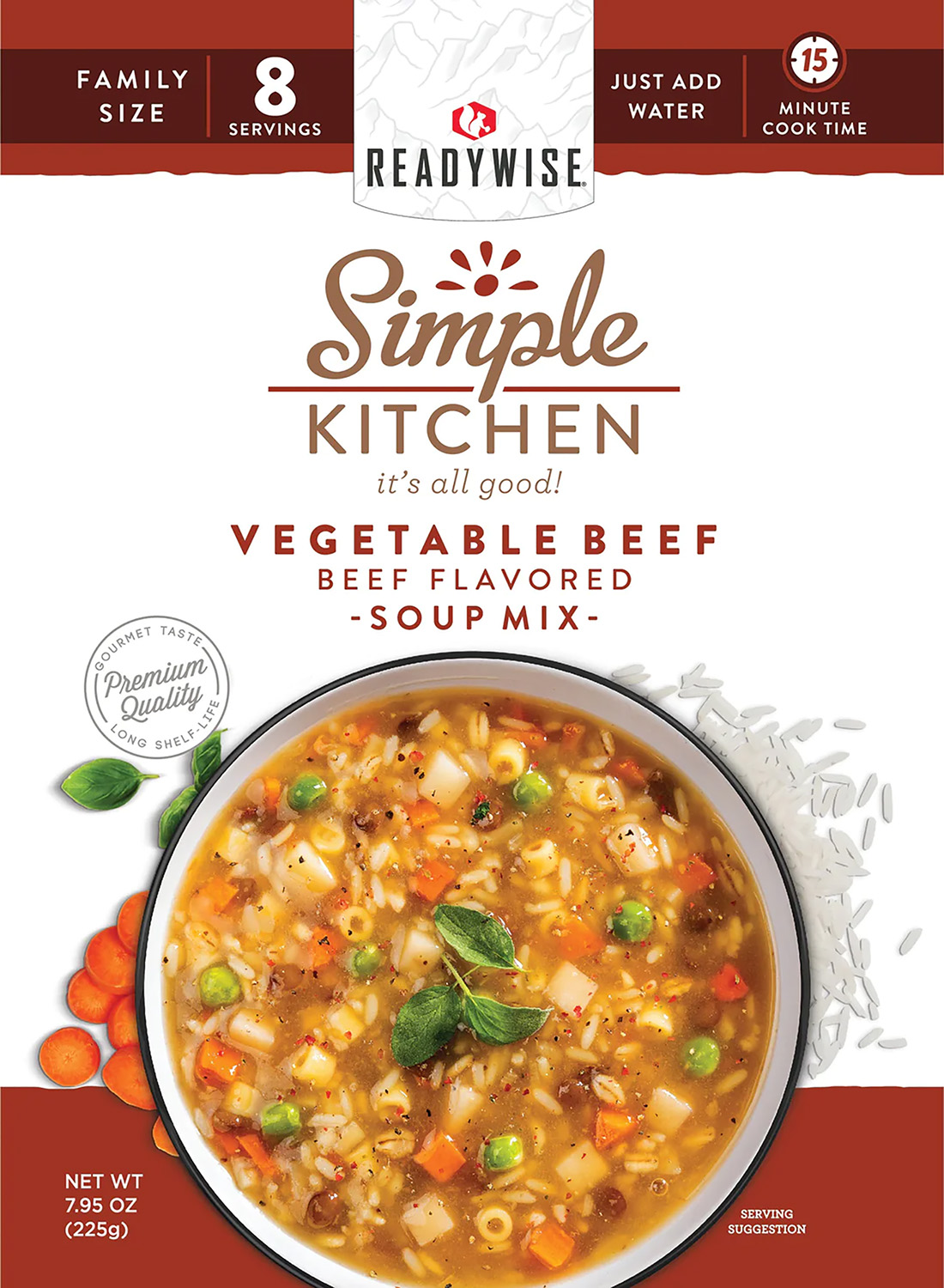 ReadyWise RWSK05067 Vegetable Beef Soup 8 Servings, 6-Pack Case