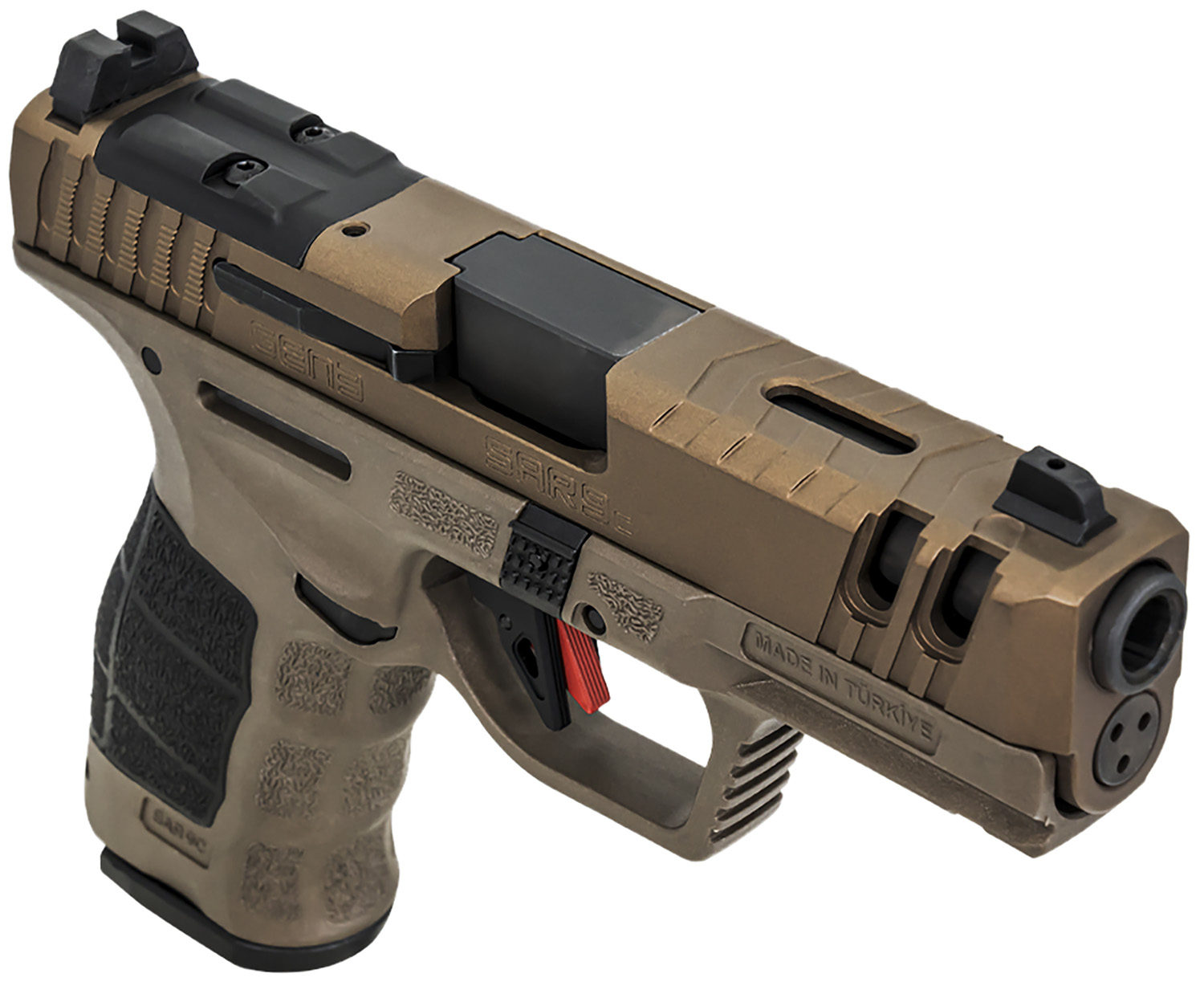 SAR USA SAR9CG3BR SAR9 C Gen3 Compact Frame 9mm Luger 15+1 4 Black Steel Barrel, Bronze Steel Optic Ready/Ported/Serrated Slide, Bronze Polymer Frame w/Picatinny Rail, Interchangeable Backstrap Grip