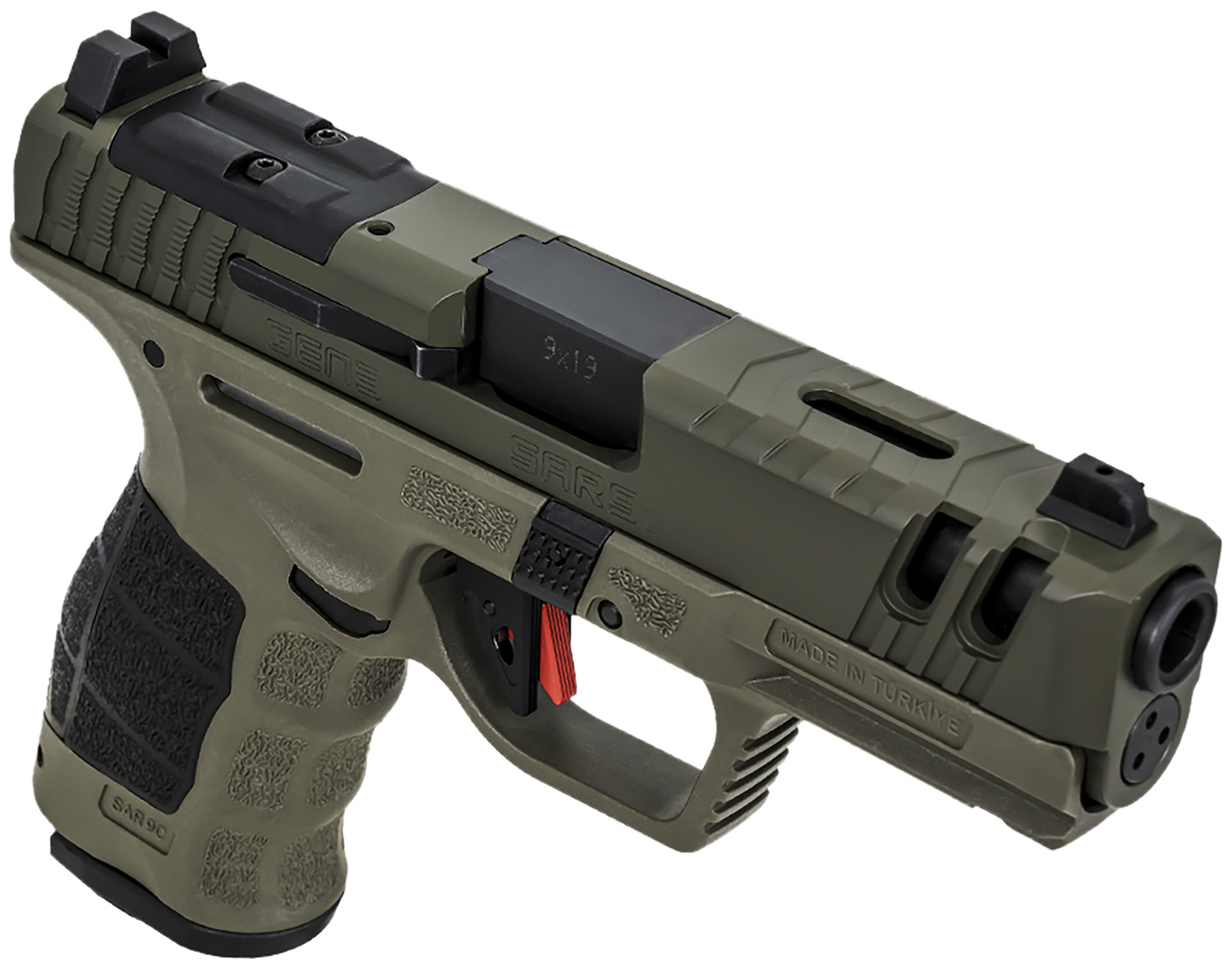 SAR USA SAR9CG3OD SAR9 C Gen3 Compact Frame 9mm Luger 15+1 4 Black Steel Barrel, OD Green Cerakote Steel Slide, OD Green Polymer Frame w/Picatinny Rail, Black Interchangeable Backstrap Grip